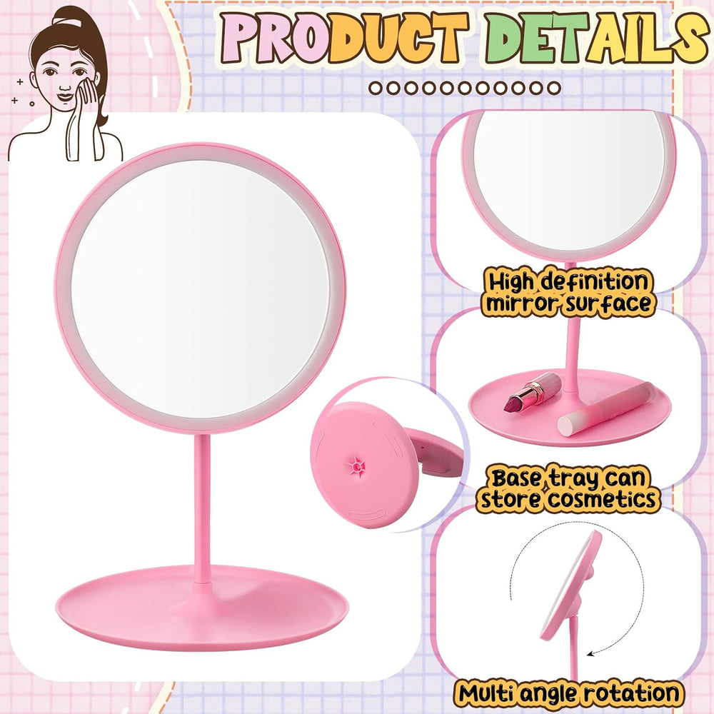 DoubleFill 6 Pcs Spa Party Mirrors Gifts Bulk Sleepover Party Favors,Pink