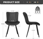 Dining Chair Set of 4 PU Leather Dining Room Chairs Upholstered Comfy Dining Chairs Modern Kitchen Armless Side Chair with Sturdy Metal Legs,Black