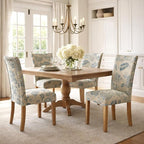 HomePop Parsons Classic Upholstered Accent Dining Chair, Set of 2, Blue Jacobean