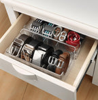 Acrylic Belt Organizer with Adjustable 4 Compartments & Stackable Design, Clear Storage for Closet and Drawer Organization