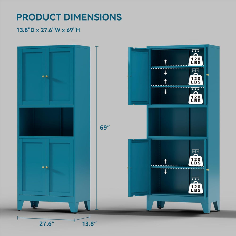 COFaR 69" Tall Modern Kitchen Pantry,Metal Storage Cabinet with Adjustab...