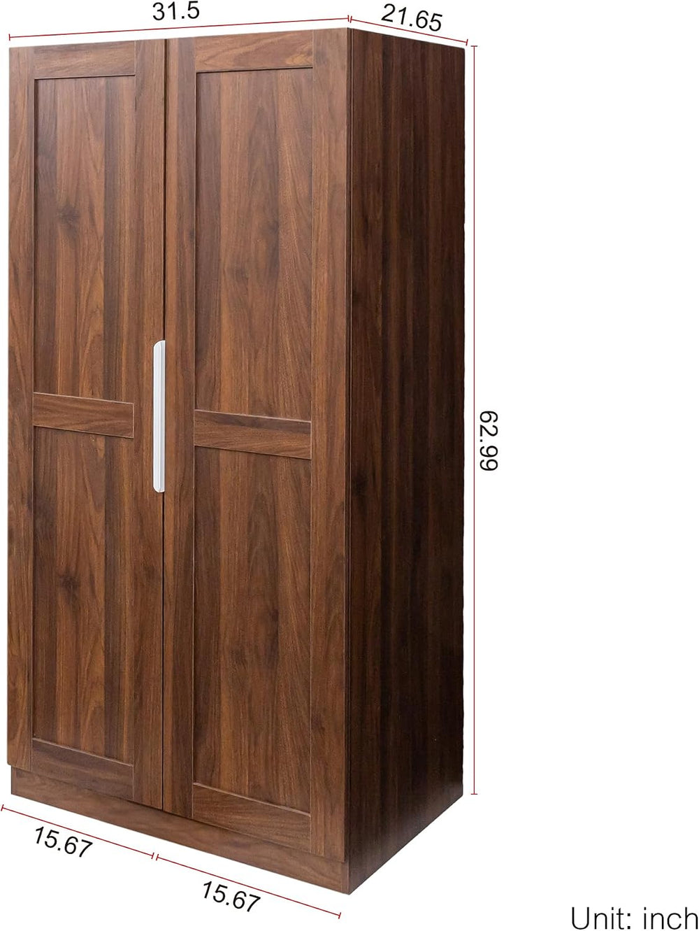 Freestanding Kitchen Pantry with 4 Shelves, Single Door with 5 Shelves, Farmh...