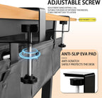 No Drill Under Desk Cable Management Tray, 35.8 Standing Desk Cable Management with Clamp Mount Cable Holder, Fabric Wire Cord Organizer for Office Home Workstations, Black
