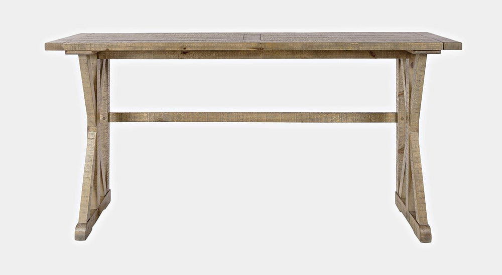 Jofran Carlyle Crossing Pine Counter Height Sofa Table Set with 3 Stools, Rus...