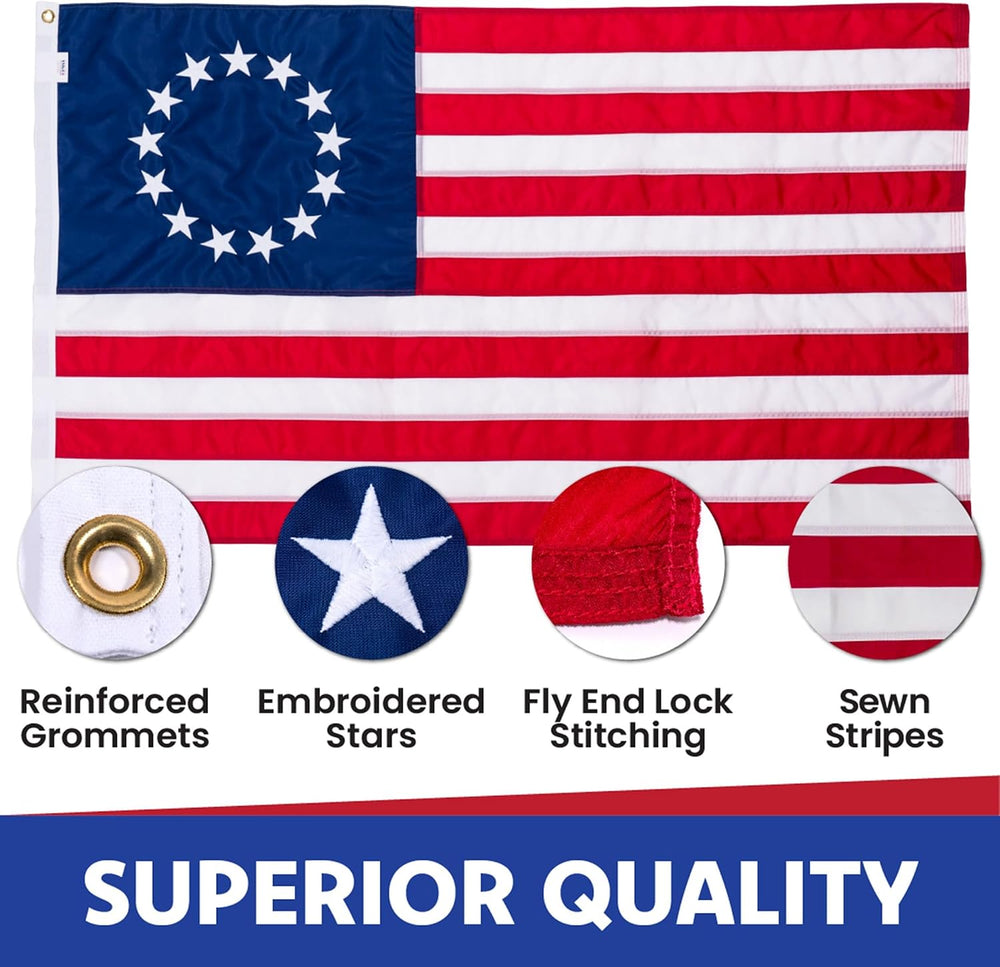 Betsy Ross Flag 3x5-13 Star 1776 American Flag Nylon Made in USA