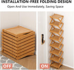 2026 New The 9-Tier No-Assembly Bamboo Foldable Shoe Rack, Without Installation Portable Vertical Shoe Storage Organiser for Entryway, Bedroom, Closet, Hallway (Brown, 10 Layers)