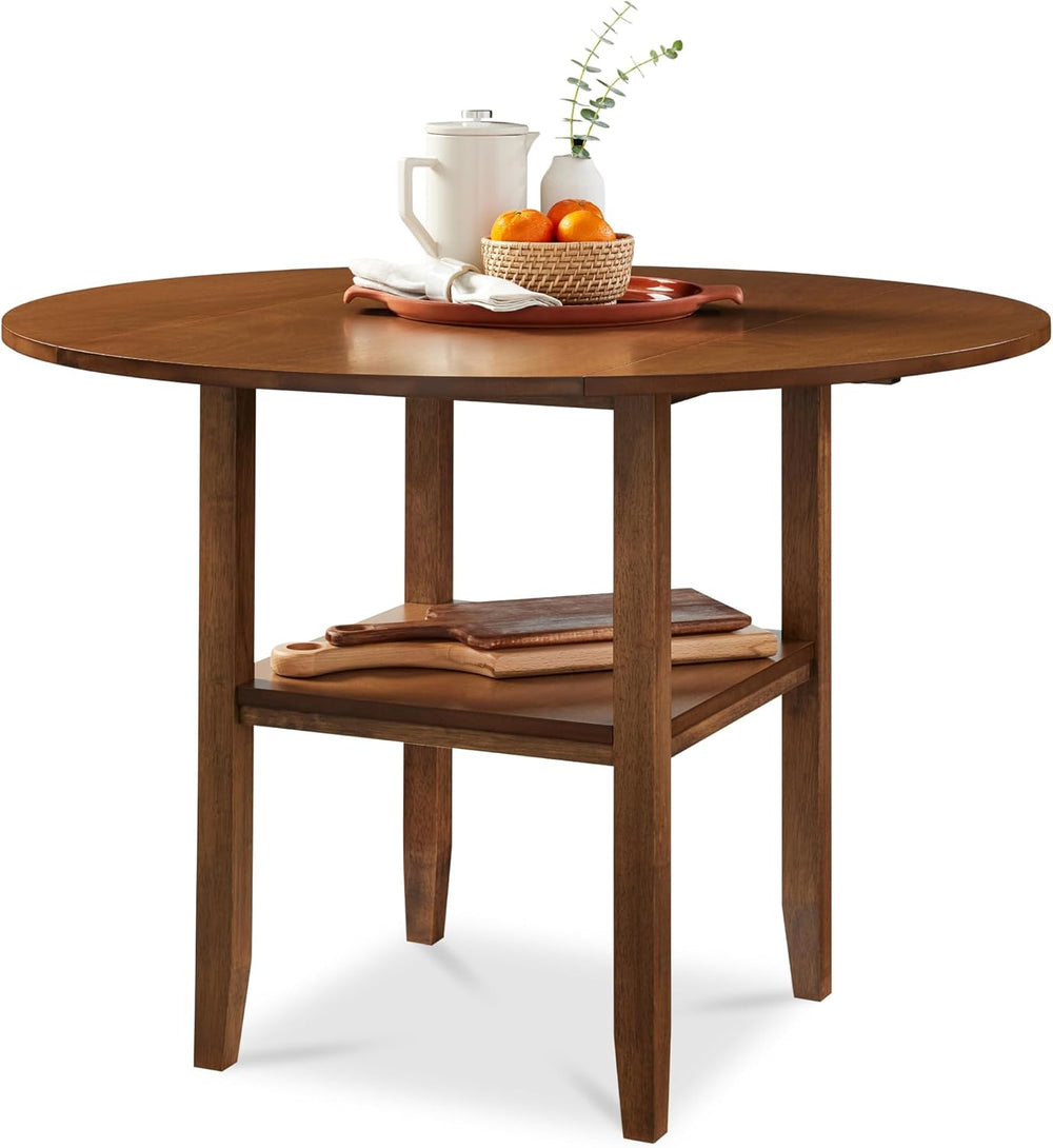 Best Choice Products 42" Round Drop Leaf Dining Table for 4, Solid Wood ...