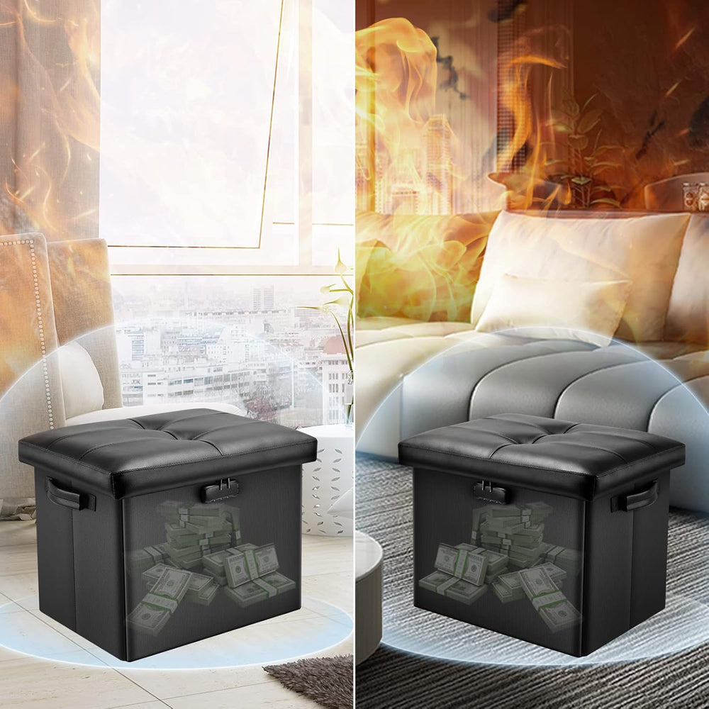 DocSafe Storage Ottoman with Lock,Fireproof Folding Ottoman Foot Rest Stool S...