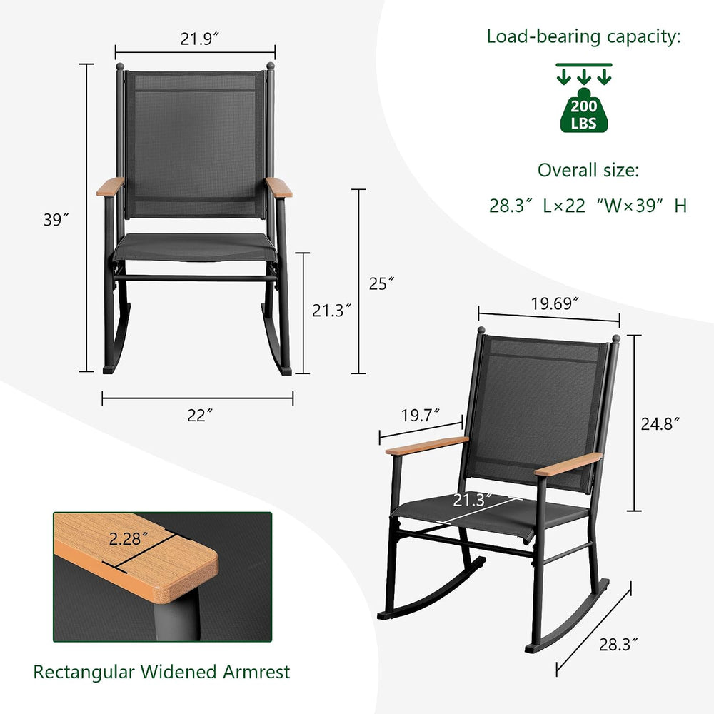 Shintenchi Outdoor Rocking Chairs Set of 2,Upgraded High Back Patio Rocking C...