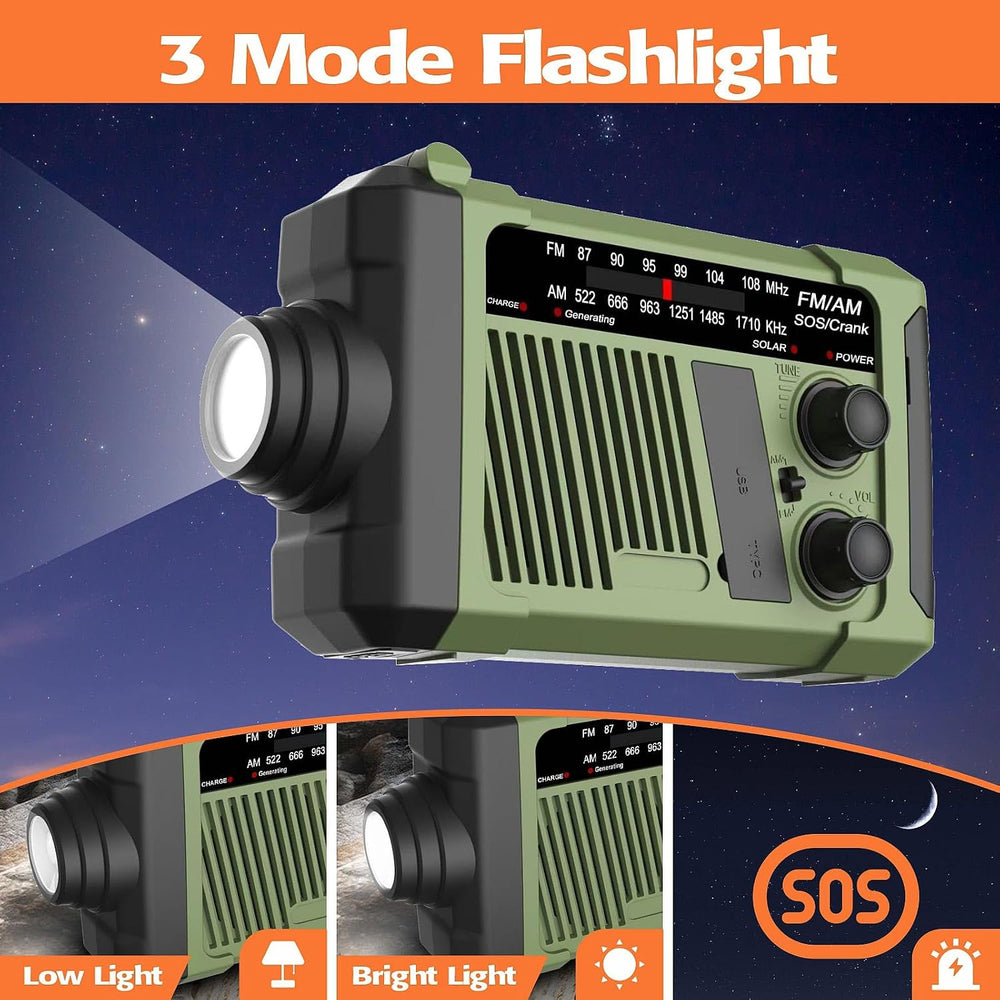 Weather Radios Portable AM FM for Work, Emergency Outdoor Radio Solar/Hand Cr...