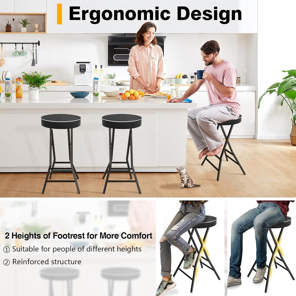 TAVR Folding Stool，26.4 Inch Collapsible Stool with Safety Lock | Tall Foldin...