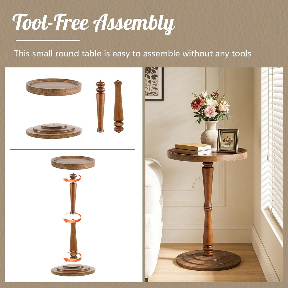 Small Round Side Table, Drink Tables for Small Spaces | Pedestal Side Table w...