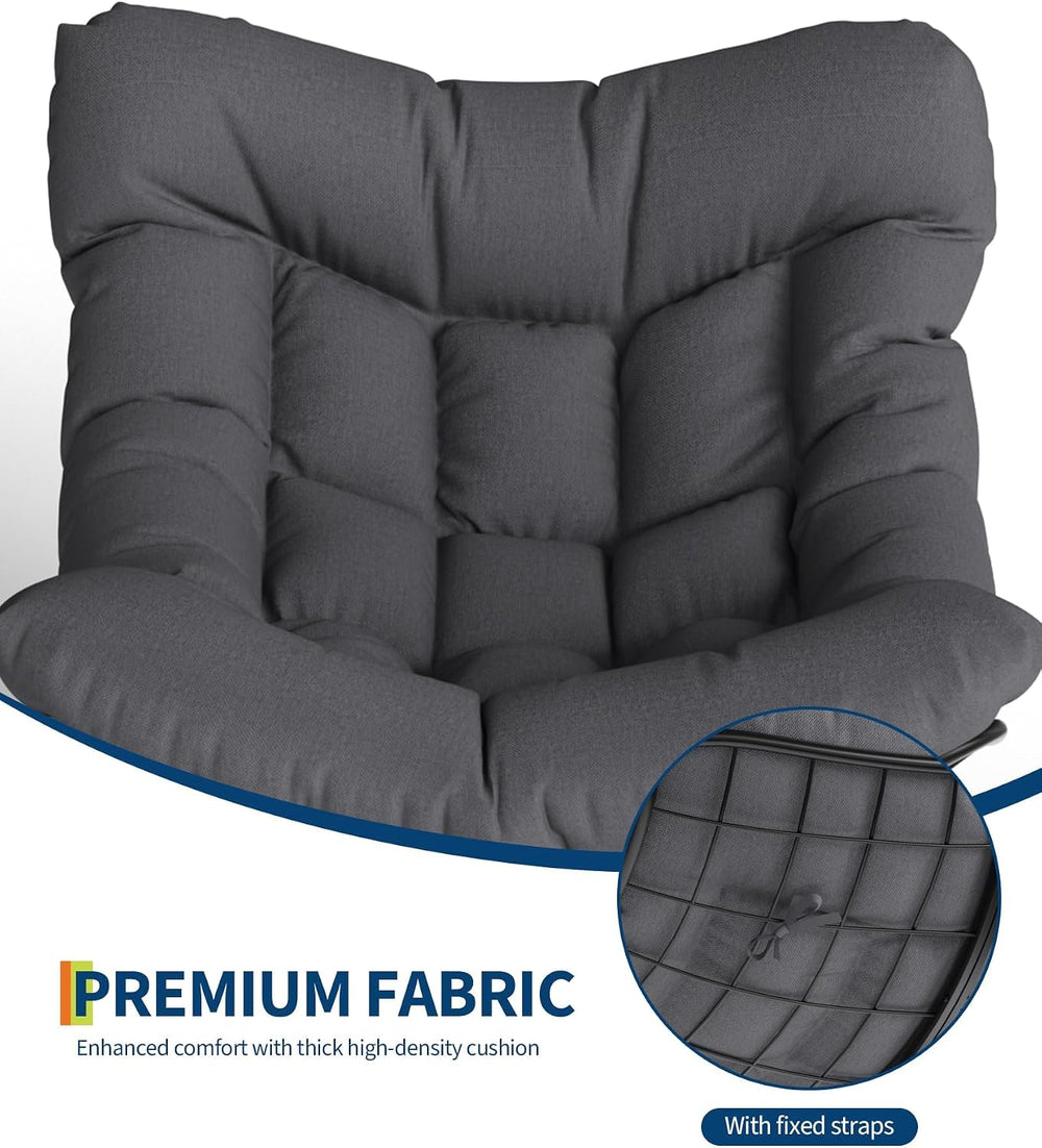 GarveeLife Oversized Papasan Rocking Chair with Footrest, Outdoor Lounge Chai...