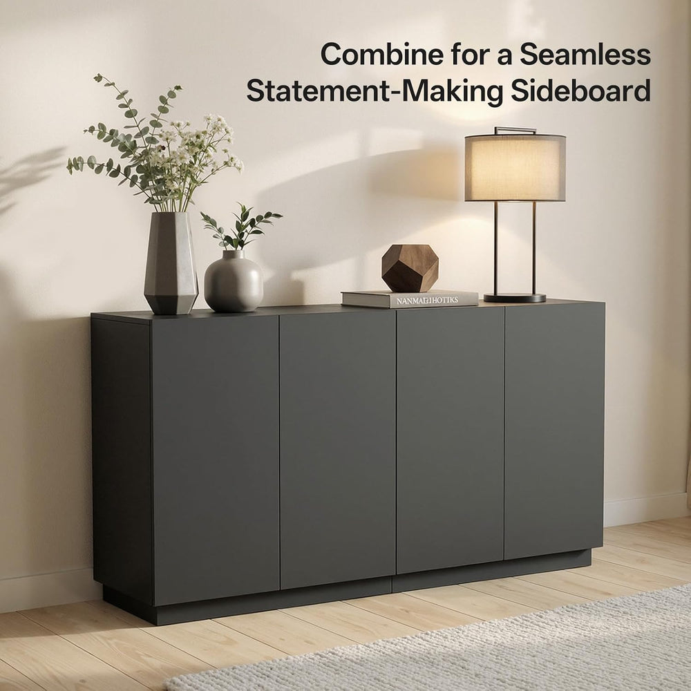 amunrbrek 31.5" Minimalist Buffet Cabinet, Sideboard with Storage, Black