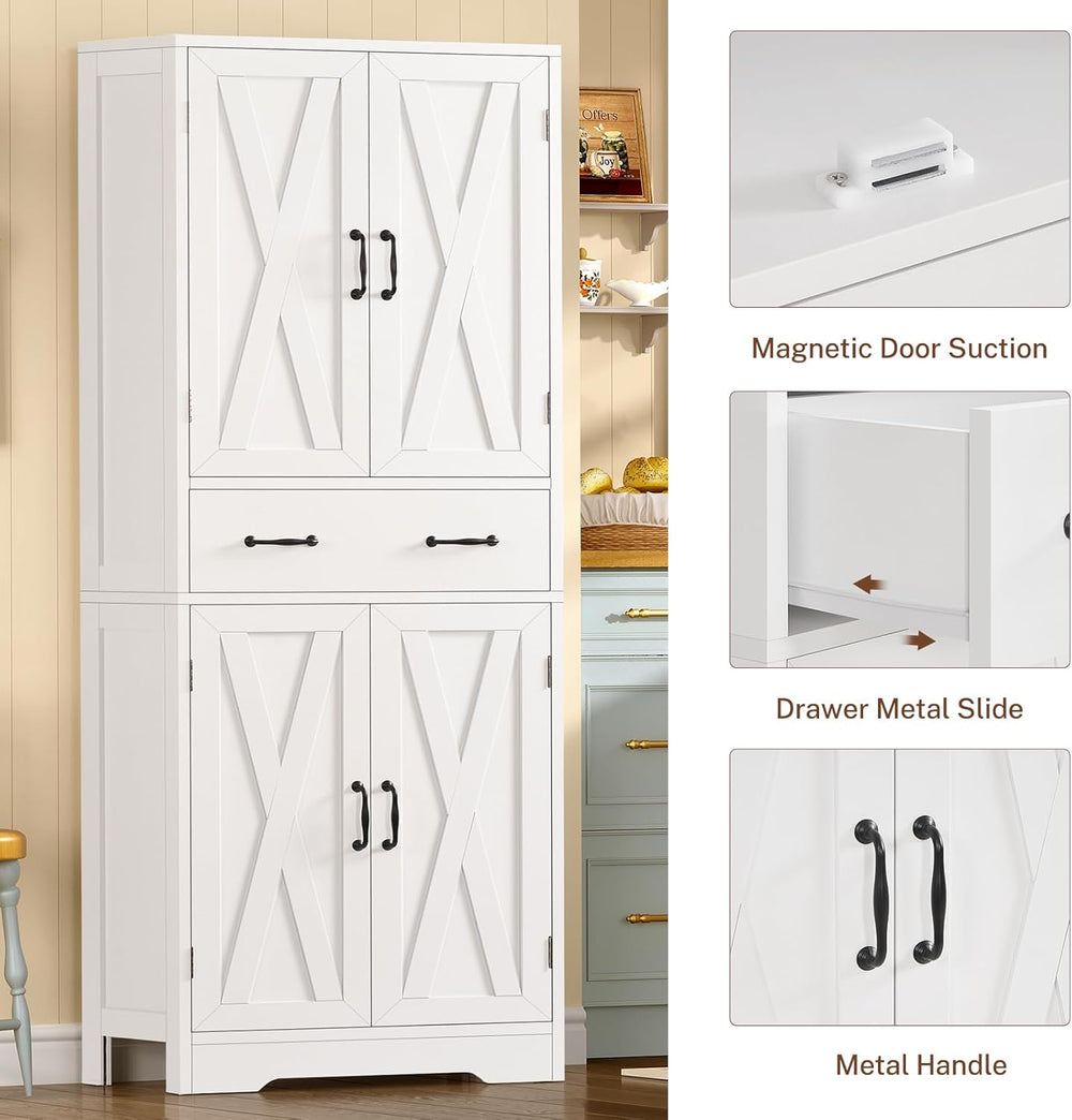 TEENFON Tall Storage Cabinet with 2 Adjustable Shelves & 1 Large Drawer, ...