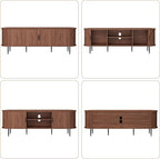 ARTPOWER 70" Modern TV Stand with Tambour Door for TVs up to 80", Entertainment Center with Storage, Fluted Television Consoles for Living Room, Brown