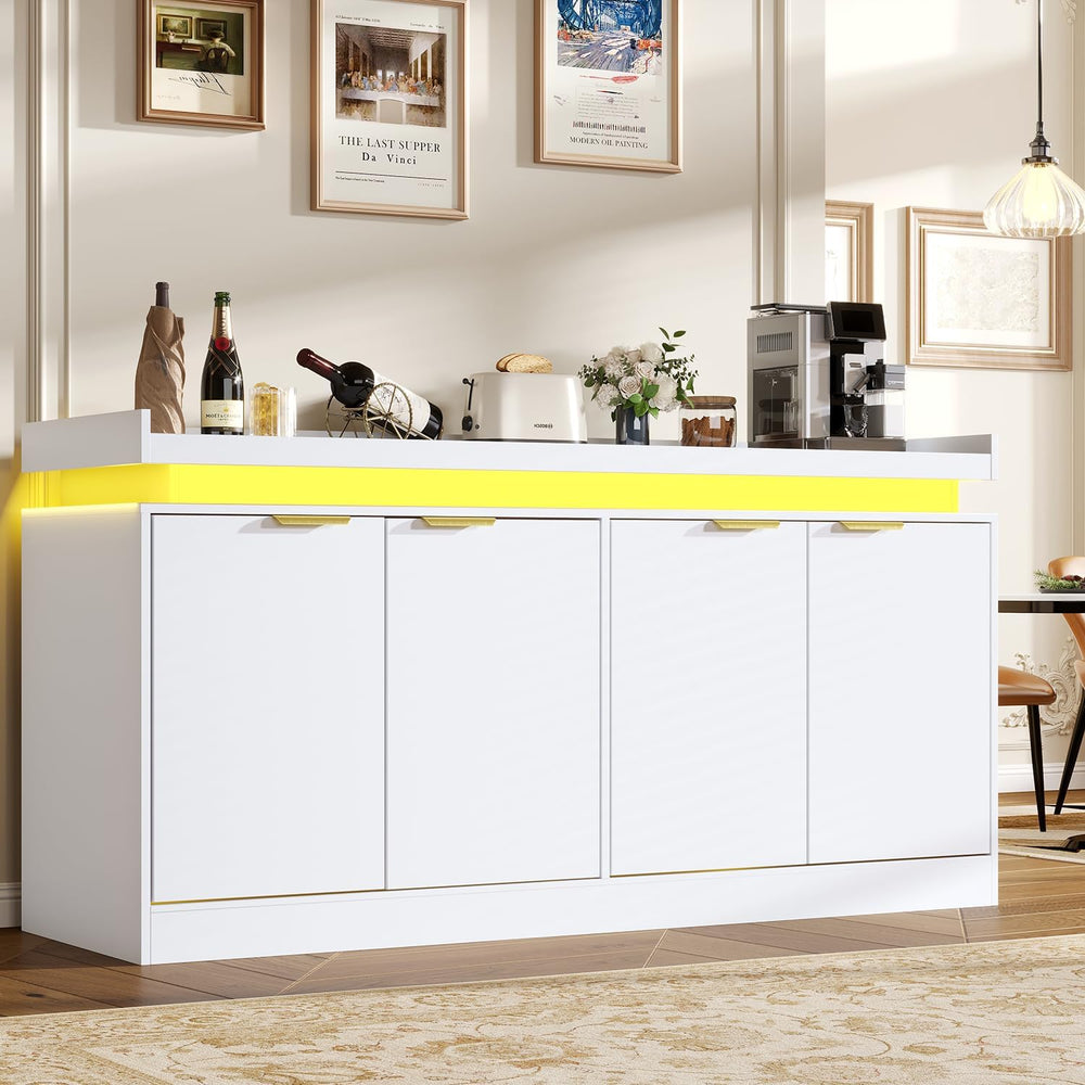 knoworld LED Sideboard Buffet Cabinet with Storage, 63'' Large Kitche...