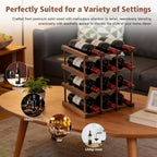 12 Bottle 4 Tiers Wooden Wine Rack for DIY Assembly, Great Gift | Stackable Modular Wine Rack, Wine Bottle Holder for Inside Cabinet Counter and Bar Organizer
