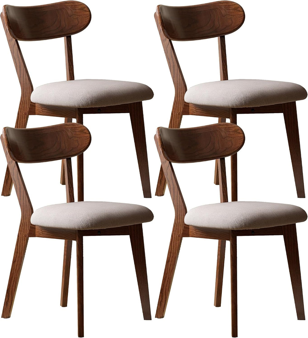 Modern Solid Wood Dining Chair Set of 4, Kitchen Dining Room Chair with Uphol...