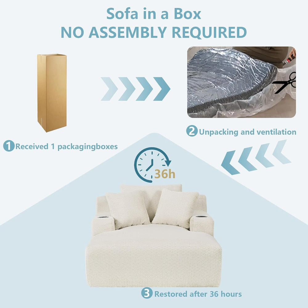49.2" Oversized Chaise Lounge Chair Indoor,Faux Fur Reading Chair with C...