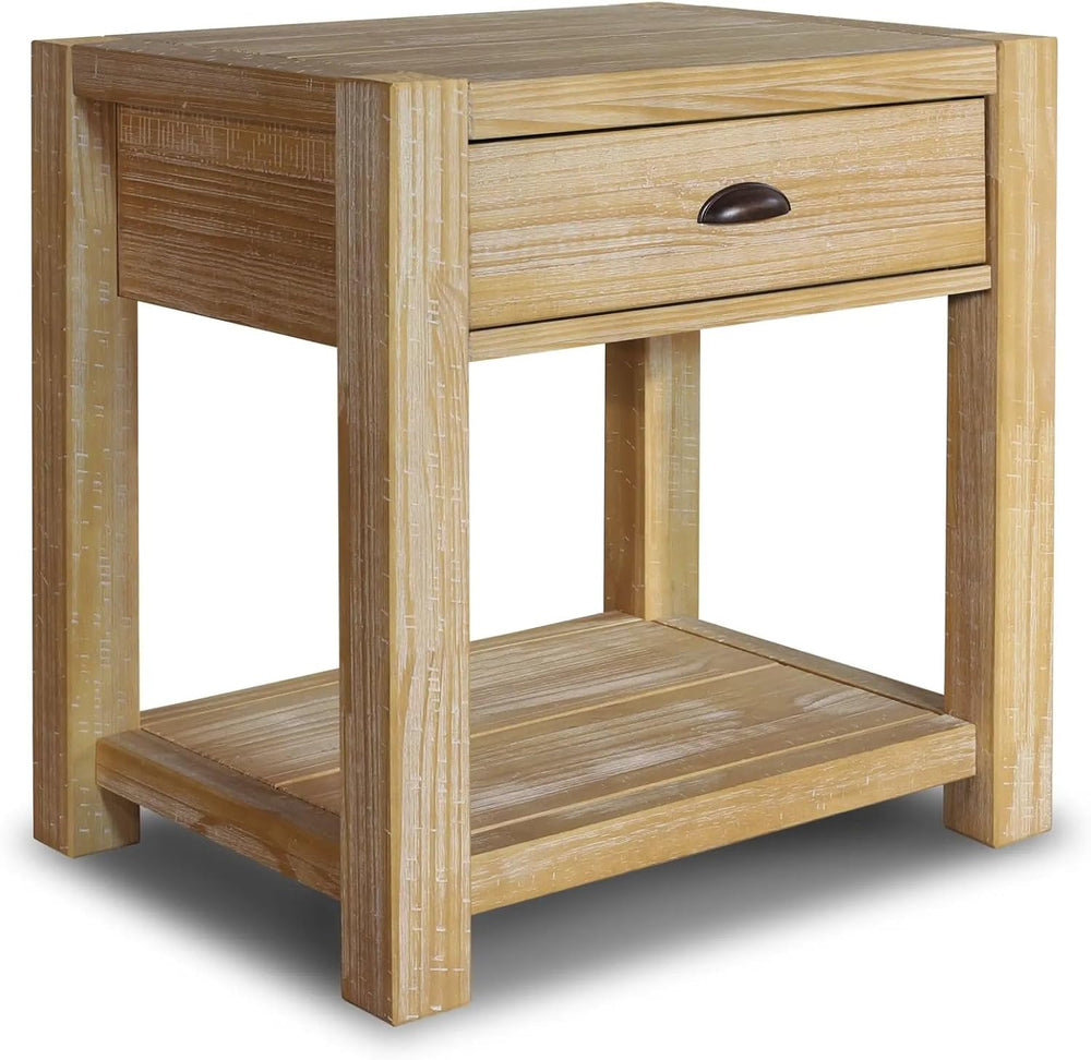 Grain Wood Furniture Montauk End Table, Solid Wood with a Driftwood Finish