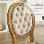 Upholstered Dining Chairs Set of 4 French Country Oval Fabric Back Kitchen Side Chair with Wood Legs for Dining Room, Kitchen, Restaurant(Beige-Velvet)