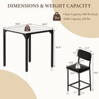 XIAO WEI 5-Piece Counter Height Dining Table Set for 4, Marble-Look, Black | Counter height table, Dining table set for 4, Wide padded chairs, Marble-look top, Space-saving tuck-away frame