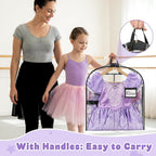 SLEEPING LAMB Dual-sided 6 Pockets Dance Garment Bags for Dancers, 40" Clear Kids Dance Costume Bag for Dance Competition Hanging Garment Bag for Ballet, Outfits, Cheer Uniform, Dress, 2 Packs, Black
