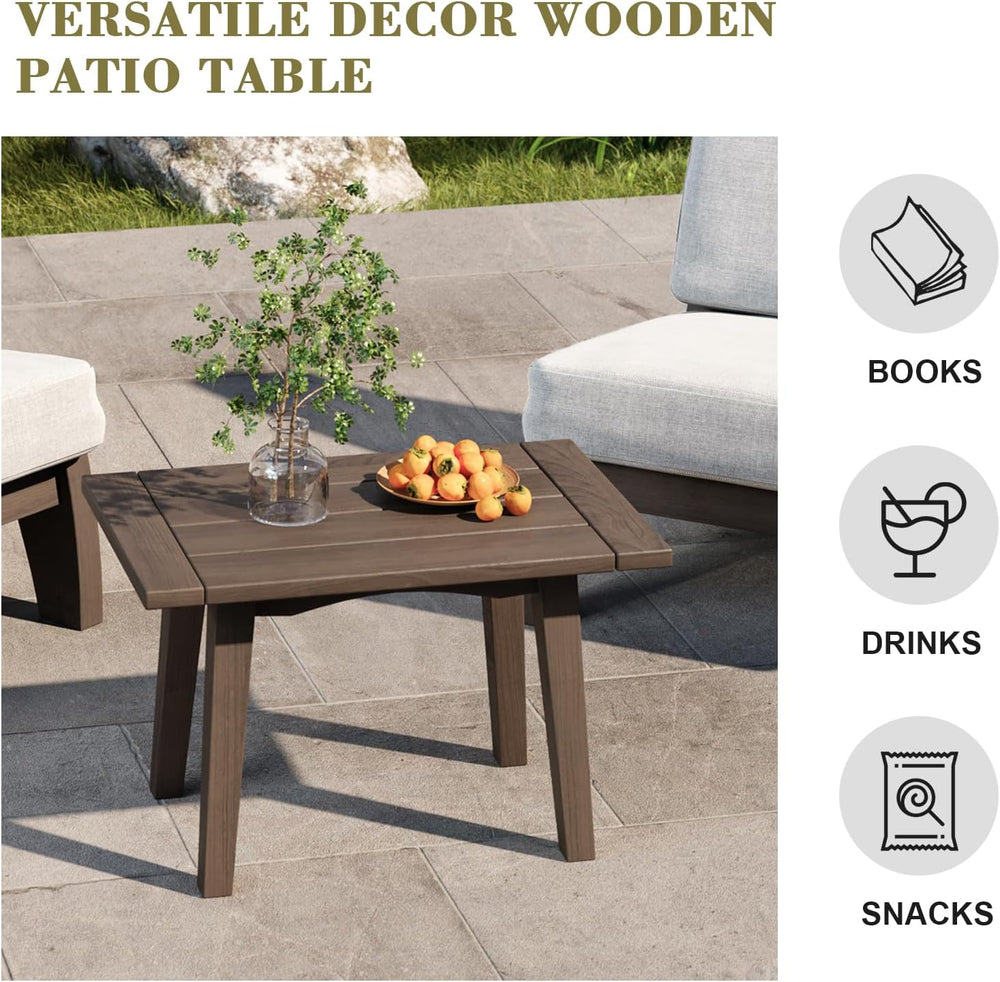 3 Piece Wood Patio Chair Outdoor Bistro Set, Outdoor Armchair All Weather Pat...