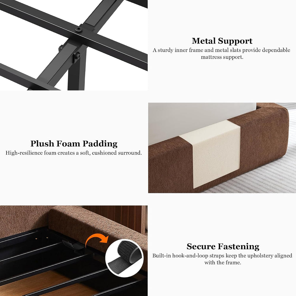 Queen Bed Frame w/ Classic Headboard, Cloud Upholstered Platform Bed Frame