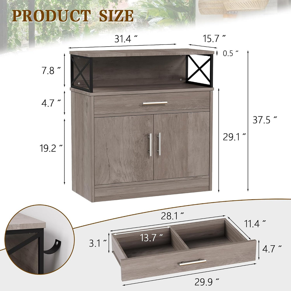 Buffet Cabinet, Coffee Bar Cabinet, Sideboard with Storage and Drawer, Farmho...