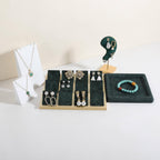 GemeShou Golden coated earring display stand for selling, velvet stud earring holder for jewelry display, Jewlery earring storage organizer tray, studs holder jewelry organizer【Earring holder-Green】