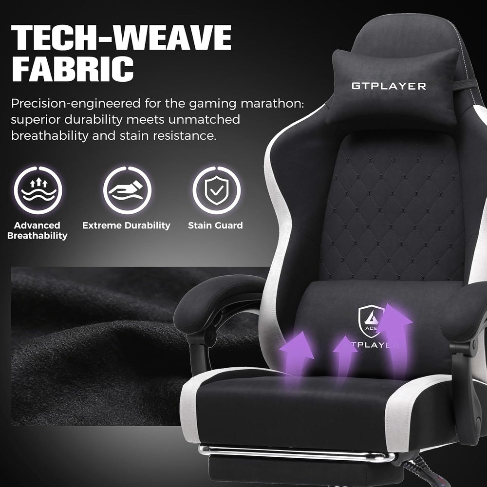 GTPLAYER Big and Tall Gaming Chair 350lbs Heavy Duty Office Chair with Foot R...