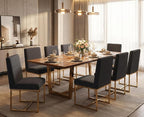 CIMOTA Black Modern Dining Chairs Set of 8, Upholstered Dining Room Chairs Armless Guest Side Chair with Gold Base for Dining Room/Kitchen, Charcoal Black, 8PCS