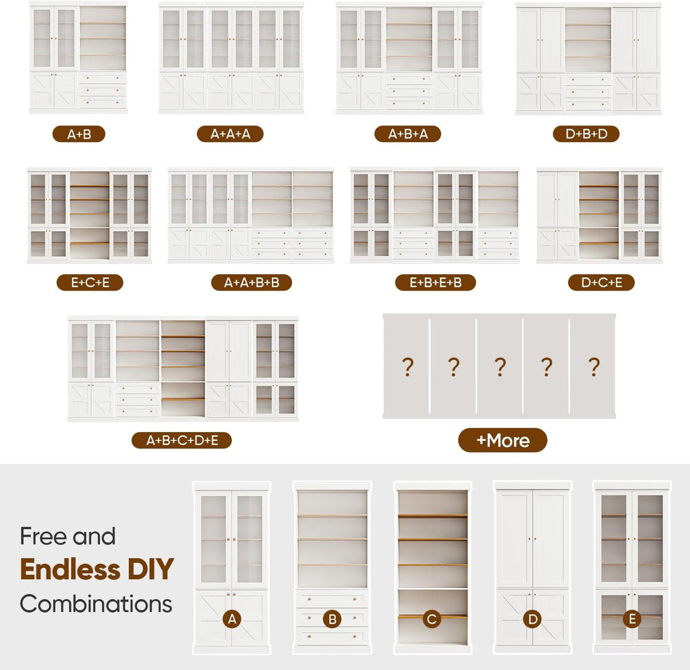 Vyre 70.8" Tall Farmhouse Modular Kitchen Pantry Cabinet, Wooden Storage...