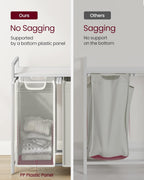 VASAGLE Laundry Hamper, Laundry Basket, Laundry Sorter with 3 Pull-Out and Removable Bags, Shelf, Metal Frame, 3 x 10.6 Gallons (40 L), 36.4 x 13 x 28.4 Inches, Cream White and Cloud White UBLH301W01