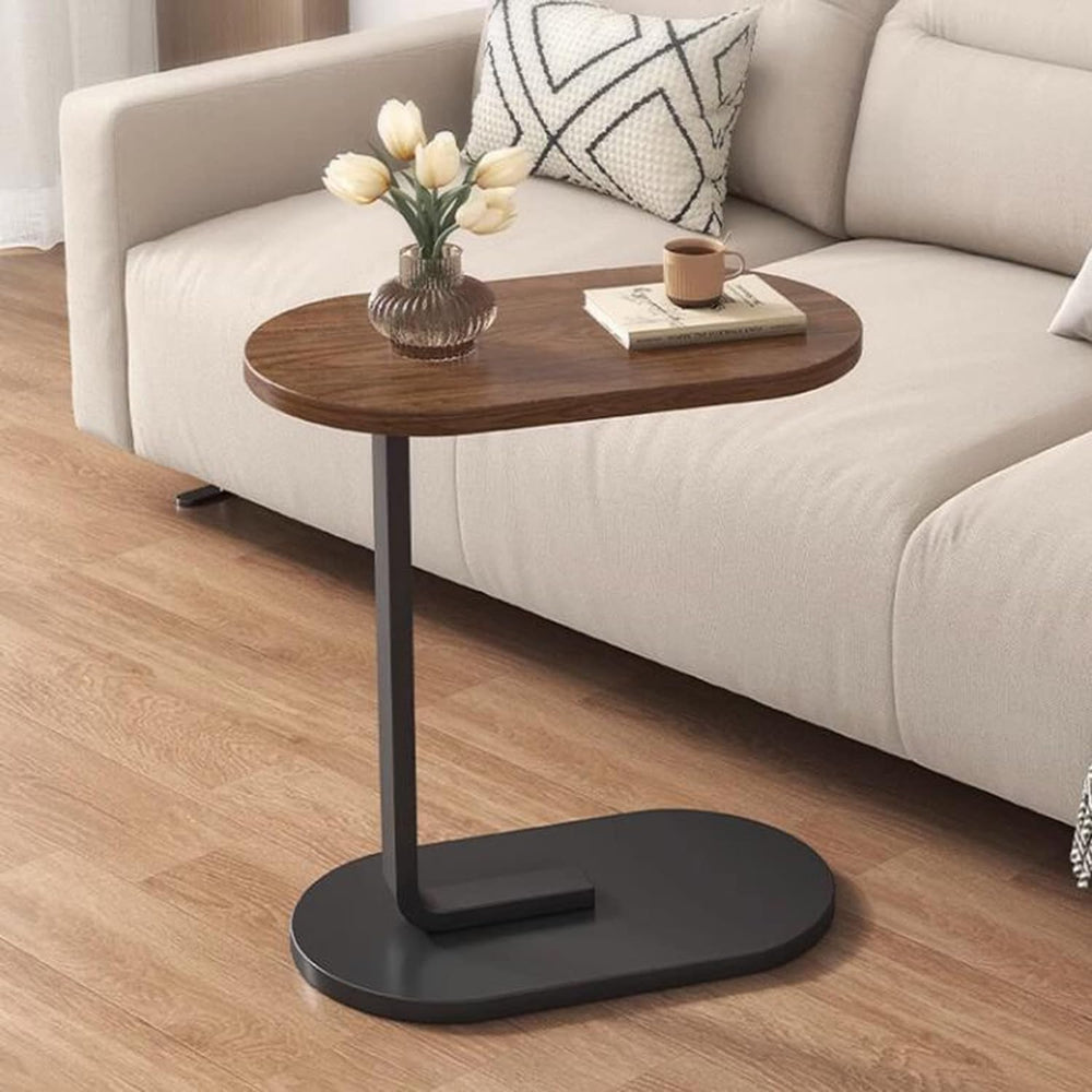 Small Side Table End Table, C-Shaped Wood Coffee Table TV Tray for Eating Cou...