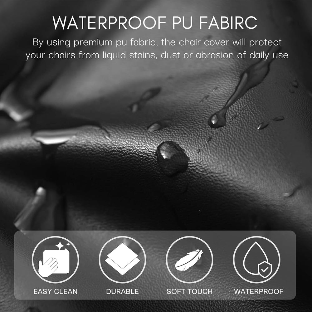 Waterproof PU Leather Seat Covers for Dining Chairs, 6 Pack Stretch Dining Ro...