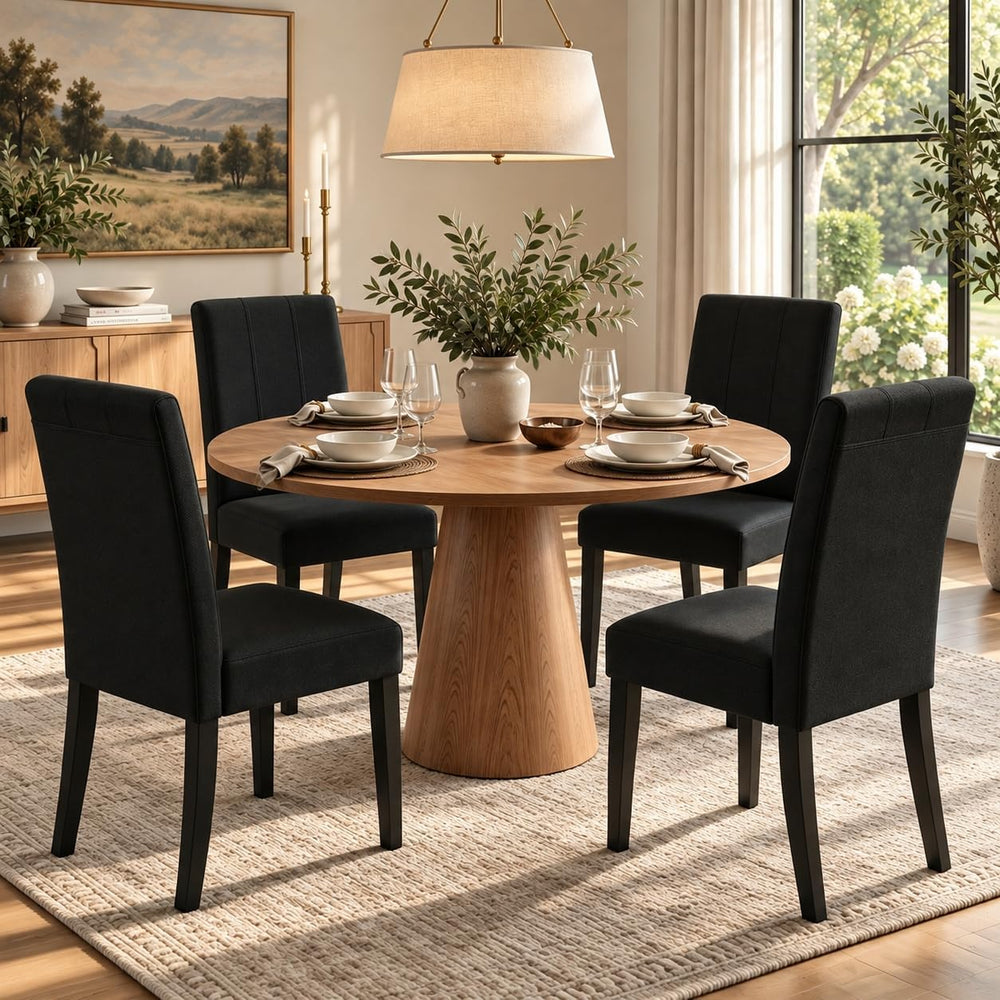 HOMYZOO Dining Chairs Set of 4, Upholstered Dining Room Chairs, Black