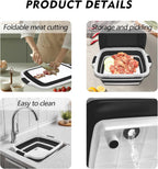 8L/16L BBQ Prep Tub with Cutting Board, Lid & Complimentary Mitts/Gloves – Collapsible Bucket for BBQ, Marinade, Picnic, Camping, Meat Prep – Orange/Black (Black, X-Large Lid Lock)