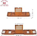 XcE Bamboo Bathtub Caddy Tray - Expandable to 41 Inches with Book Stand, Soap Holder & Anti-Slip Pads for Luxury Bath Spa, Brown