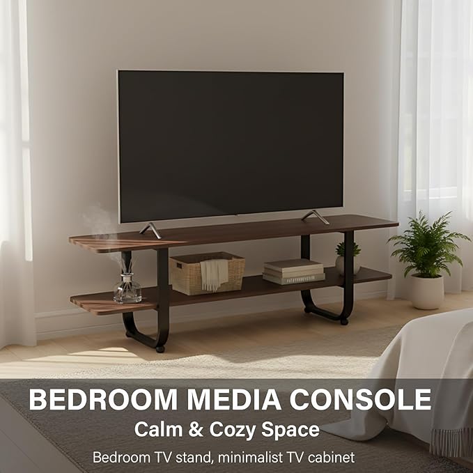 Tiita Bamboo TV Stand with Storage for TV up to 65 inch, Bamboo Rattan TV Con...