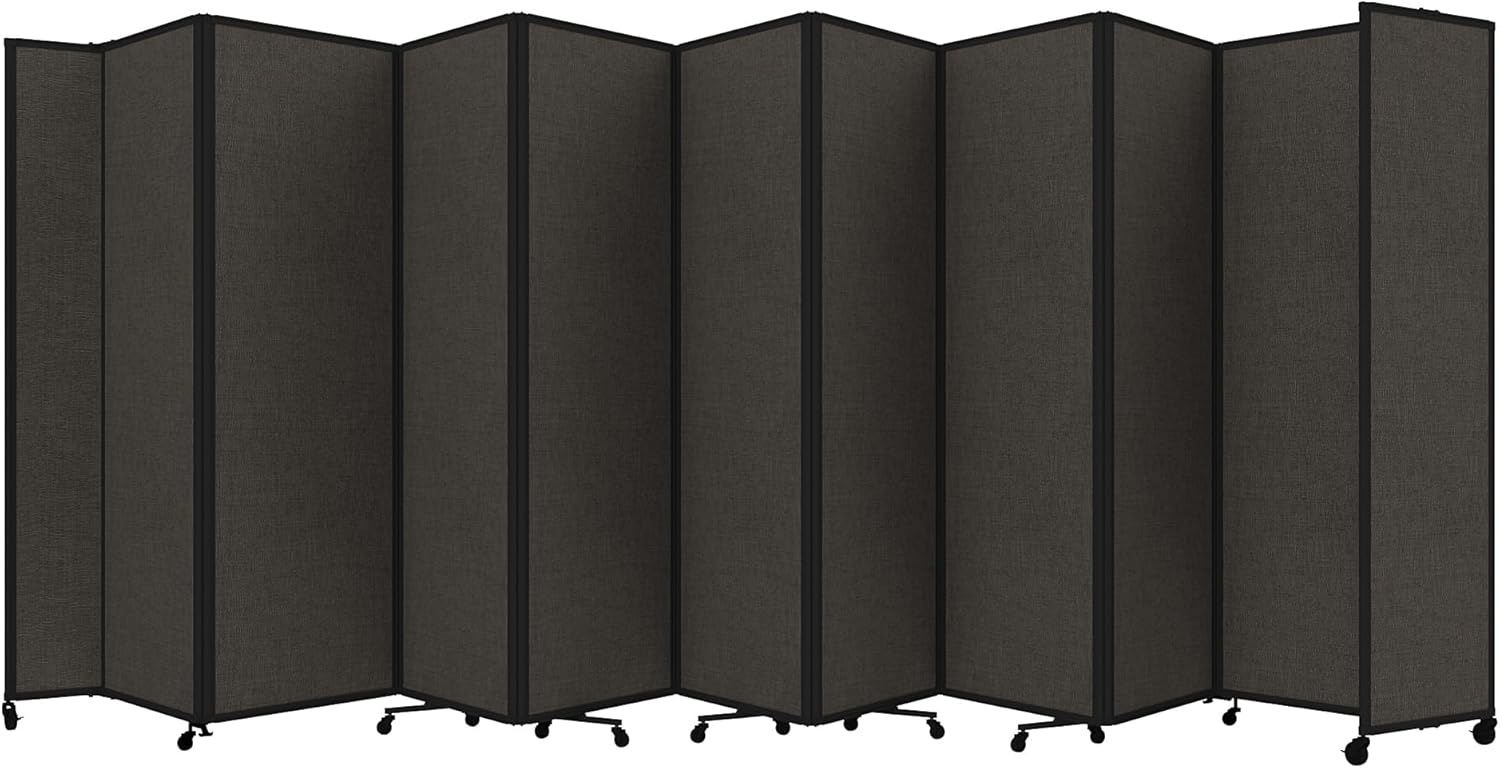 Versare Room Divider 360 Portable Wall Partition | Folding Panels | Large Freestanding Divider | Locking Wheels | Temporary Room Separator | 25' x 7'6'', Mocha
