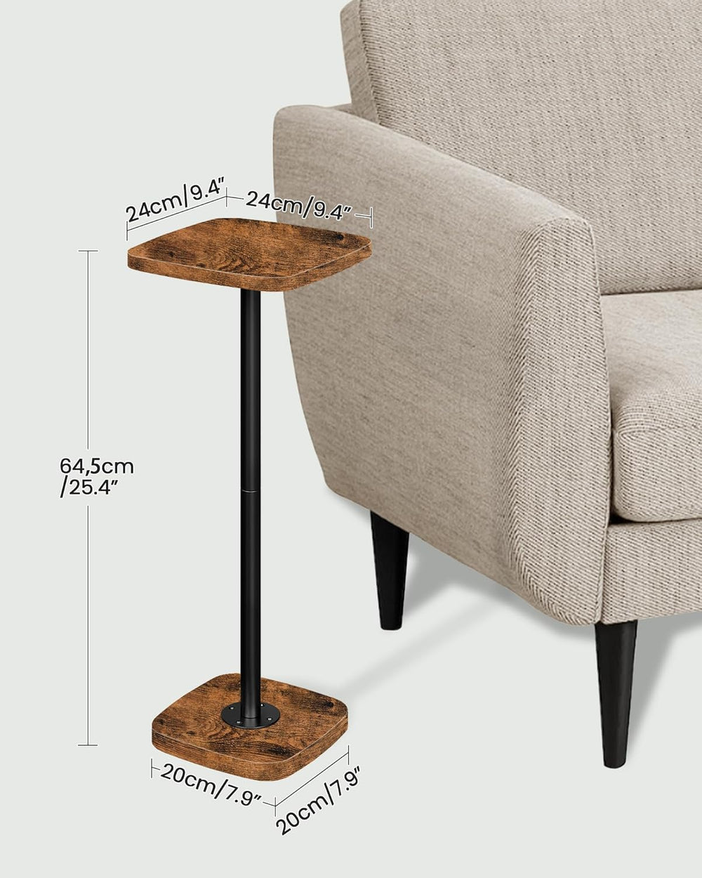 CHOEZON Small Side Table and Height Adjustable Drink Table Bundle, for Small ...