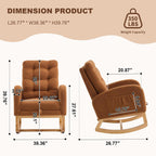 Nursery Rocking Chair,Rubber Wood Base Glider Rocking Chair with Adjustable Footrest and Side Pocket,Teddy Fleece Glider Rocker for Living Room, Bedroom (Teddy Fleece, Caramel)