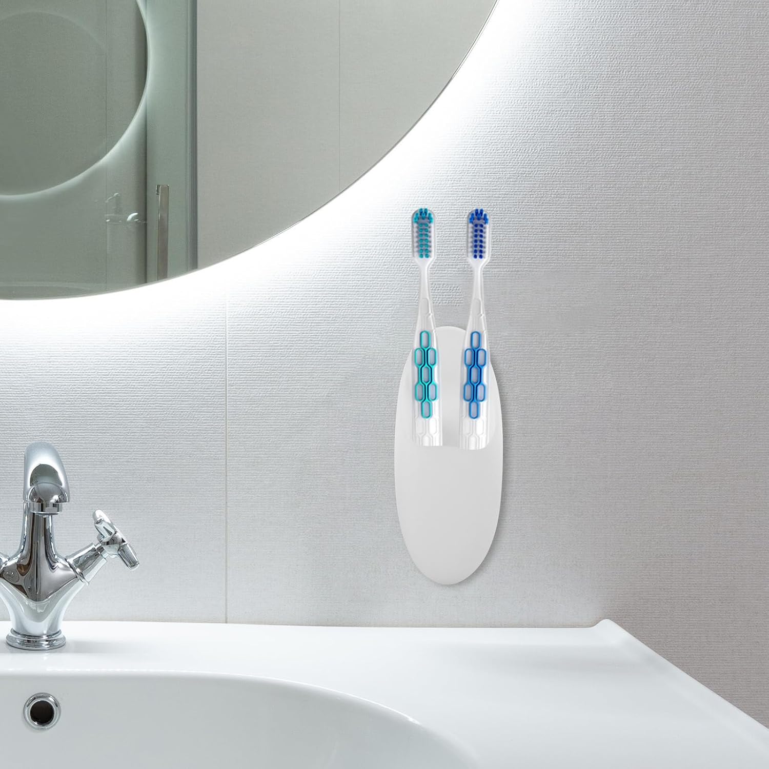 Garneck 2pcs Wall-mounted Toothbrush Holders for Electric Brushes and Shavers Bathroom Organizer with Toothpaste Storage Rack Non-slip Comb and Makeup Tool Stand