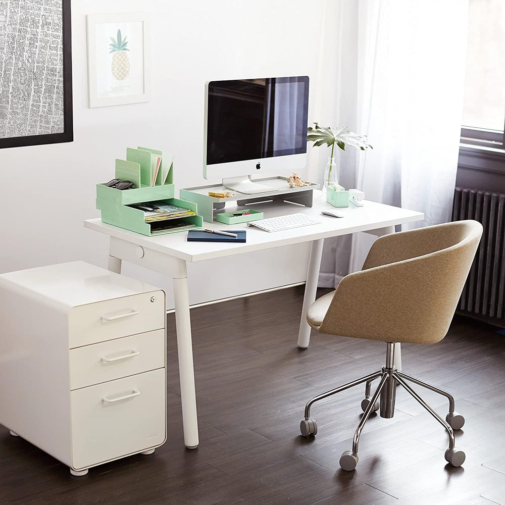 Poppin Stow 3-Drawer File Cabinet - White, 2 Utility Drawers and 1 Hanging Fi...