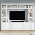 Marzzi Wall Unit TV Stand TVs up to 70", Modern Entertainment Center with 6 Doors Storage Cabinets, Bridge and Bookshelves, Large Media Console, Adjustable Shelves, Painted Finish
