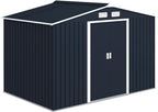 Outsunny 9' x 6' Outdoor Storage Shed, Garden Tool Metal Shed with Foundation Kit, Double Lockable Door, Air Vents and Sloping Roof, for Backyard, Patio, Lawn, Dark Gray