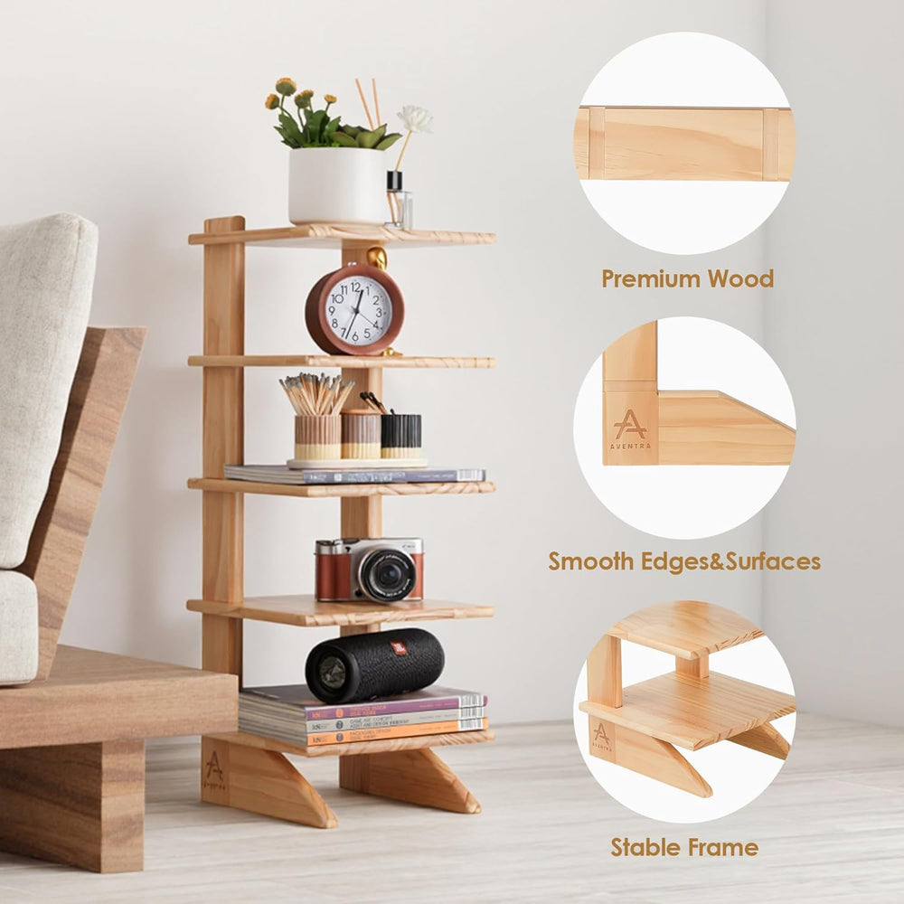5-Tier Wooden Bookshelf for Small Spaces – Narrow Space-Saving Bookcase &...